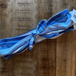 Lemlem Eshai Blue White Striped knot tie twist bikini bra swim top bandeau NWT